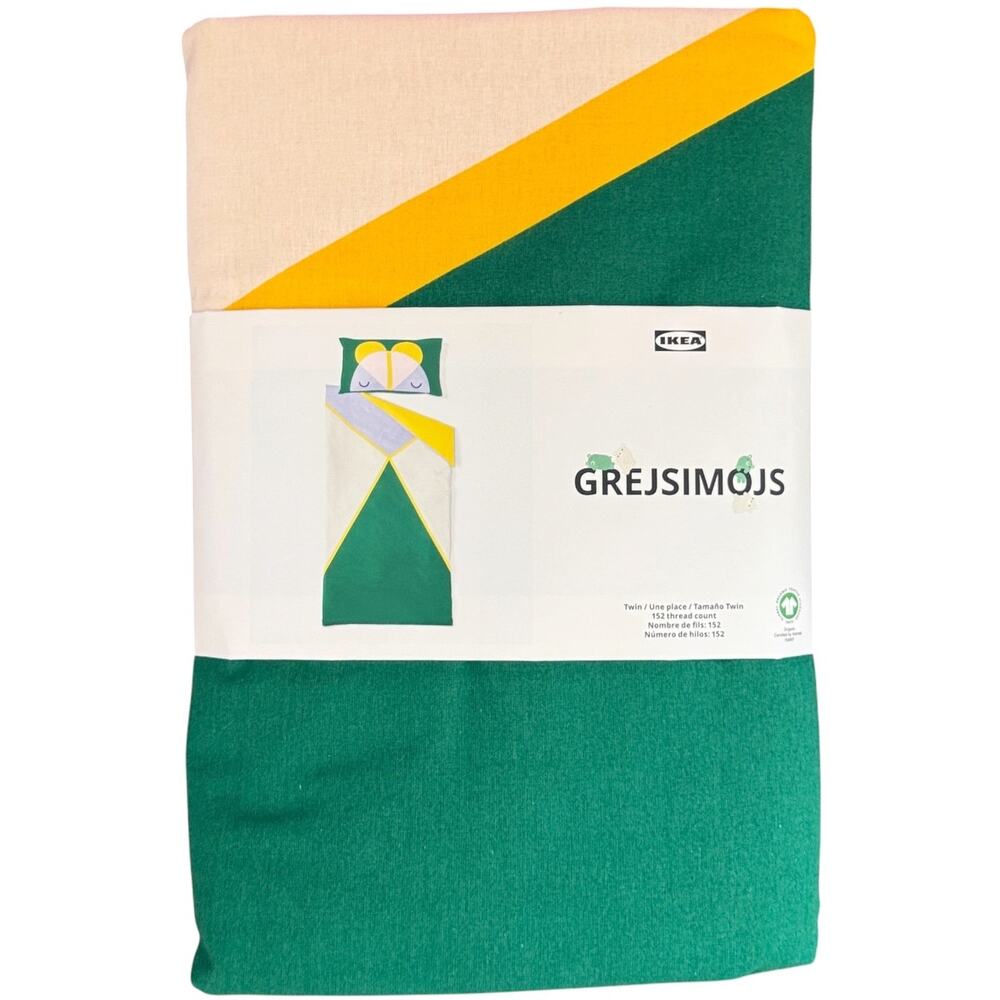 IKEA GREJSIMOJS Twin Green Duvet Cover & Pillowcase